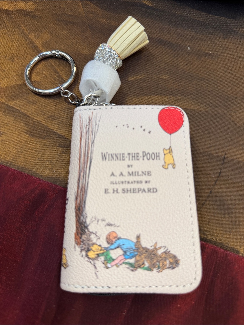 Winnie-the-Pooh Beige Kids Keychain Wallet with Tassel